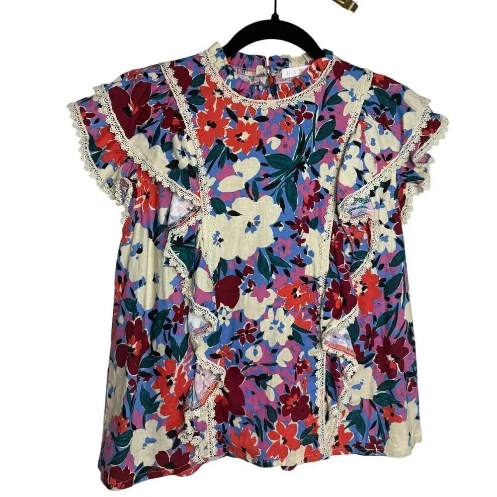 Karlie Floral Ruffle Top Sz. M